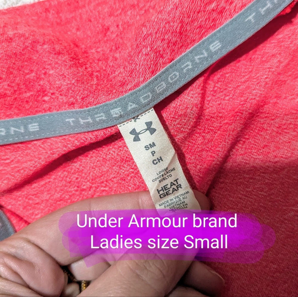 Size Sm Under Armour EUC Vibrant Peachy 1/2 Front zip long sleeve pullover - Picture 3 of 14